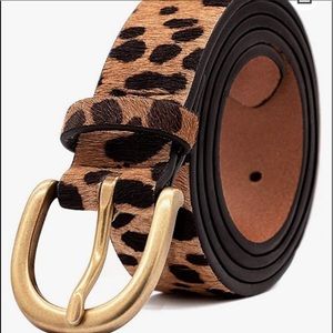 Madewell Leopard/cheetah Leather Calf Hair Belt Brown Black brassy Buckle Small